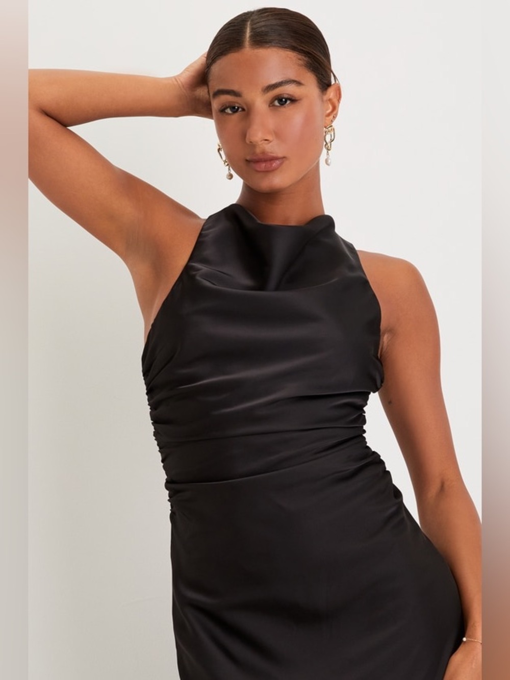 Lulus Effortlessly Sensational Black Satin Backless Maxi Dress Size Small Formal - Picture 2 of 9
